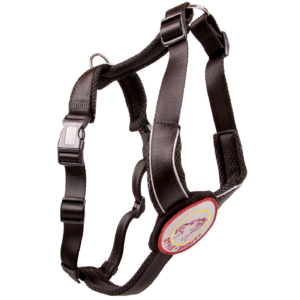 Brustgeschirr für Hunde - Patch&Style - Farbe Schwarz. Seitenansicht - Hundegeschirr mit austauschbarem Klettverschluss Patch