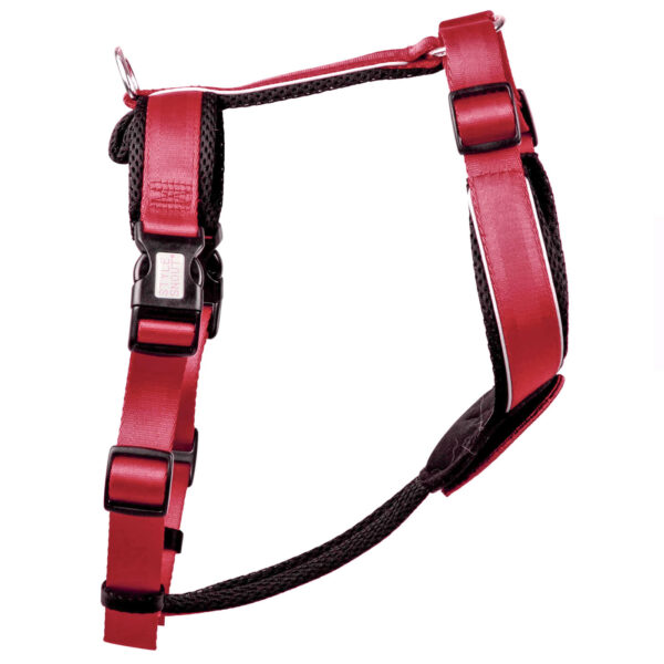 Brustgeschirr für Hunde - Patch&Style - Farbe Rot. Seitenansicht - Hundegeschirr mit austauschbarem Klettverschluss Patch