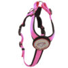 Brustgeschirr - Patch&Style - Farbe Pink-Frontalansicht - Hundegeschirr mit austauschbarem Klettverschluss Patch