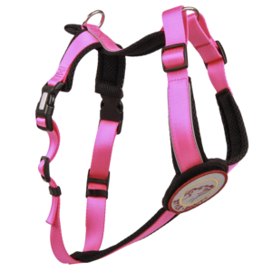 Brustgeschirr - Patch&Style - Farbe Pink-Seitenansicht - Hundegeschirr mit austauschbarem Klettverschluss Patch