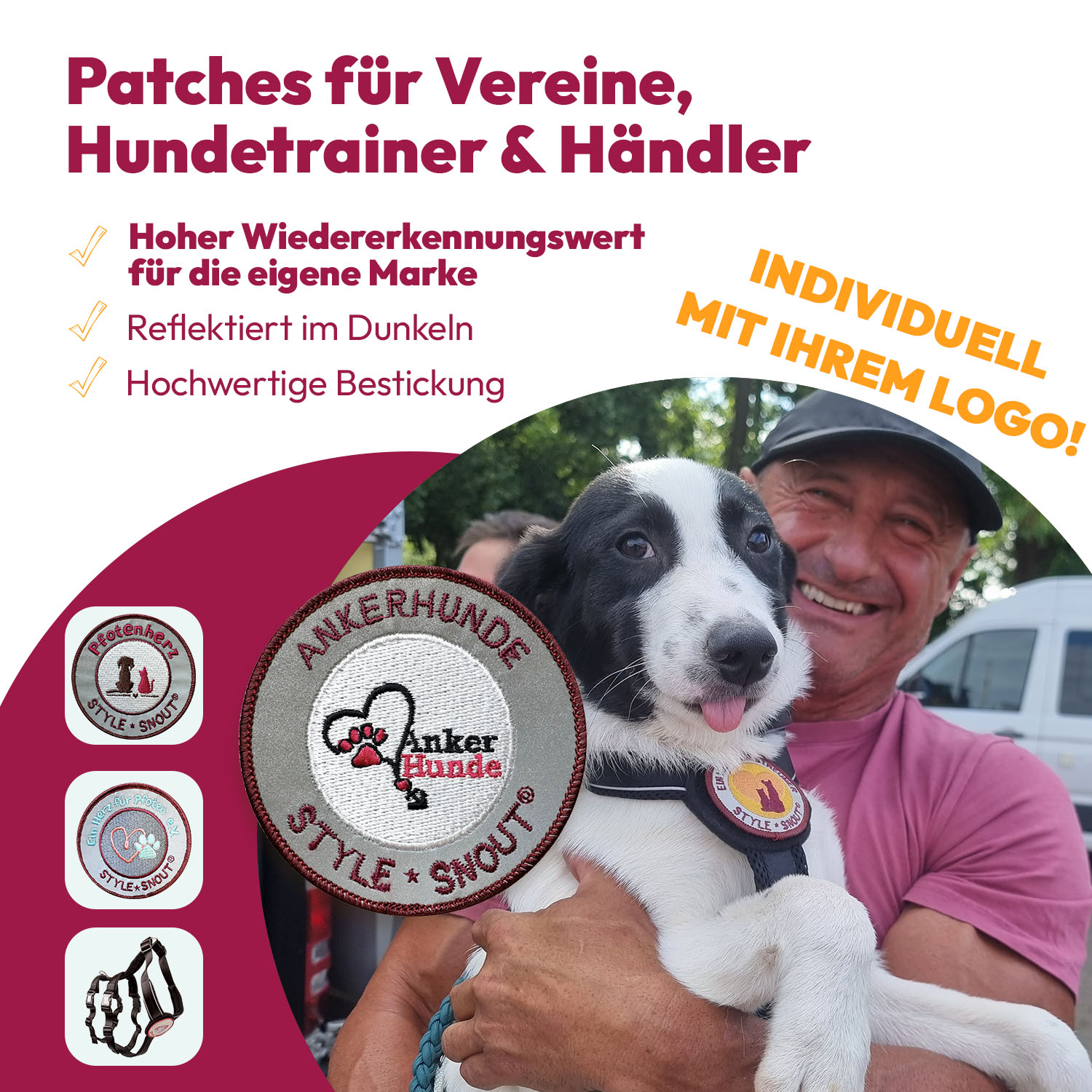individuelle Patches für Hundegeschirre
